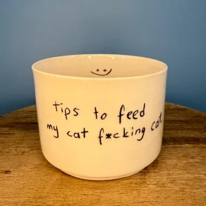 Handmade Ceramic Mug - Tips To Feed My Cat - Funny Cat Lover Gift