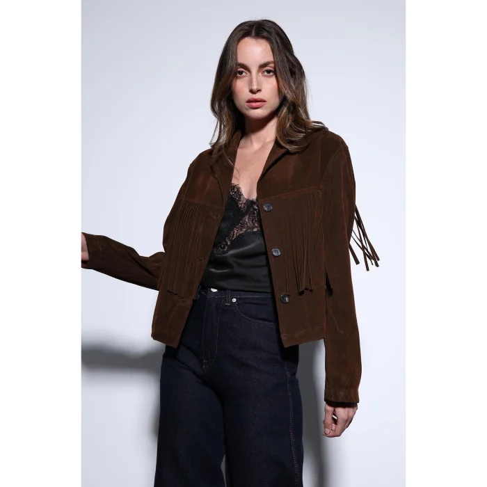 Tassel Detailed Suede Jacket - 4