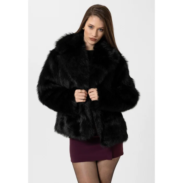 Jacket Collar Faux Fur Jacket - 2