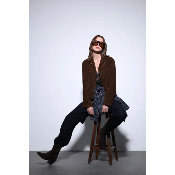 Tassel Detailed Suede Jacket - 5
