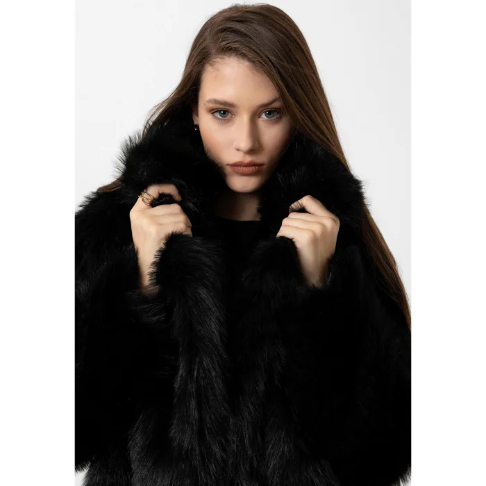 Jacket Collar Faux Fur Jacket - 7