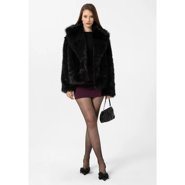 Jacket Collar Faux Fur Jacket - 4
