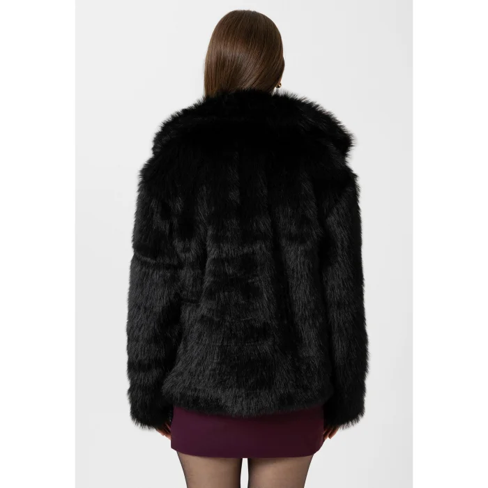 Jacket Collar Faux Fur Jacket - 8