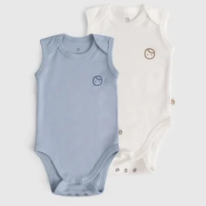 2-pack Organic Cotton Adjustable Blue Snap Tank Top