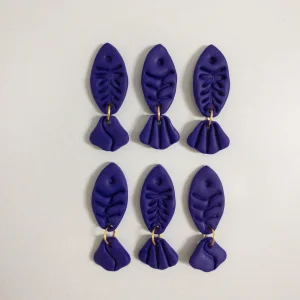 Set Of 6 Magnetic Polymer Clay Refrigerator Metal Board Magnets | Purple