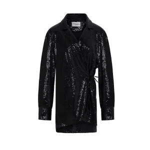 Camilla Sequin Shirt Dress - Black