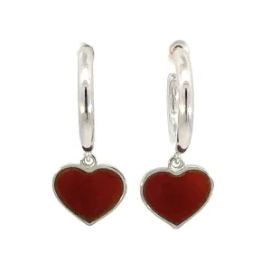 Red Heart Enamel Hoop Earrings