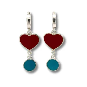 Red Enamel Heart Earrings 