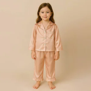 100% Silk Girls' Pajama Set, Pink
