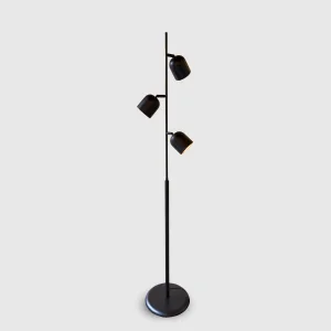 Ellure - 3-head Adjustable Black Metal Floor Lamp | Gold-detail Modern Decorative Lighting