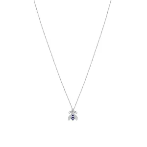 Single Bee Necklace With Navy Enamel - Small( White)