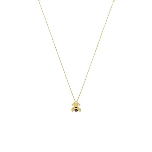 Single Bee Necklace With Black Enamel - Small