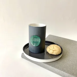 Green Hole Black Porcelain Mug