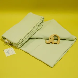 Mint Muslin Yellow Hand-stitched Baby Blanket