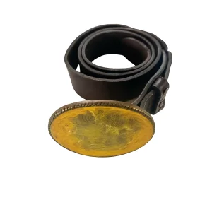 Hand-painted Buckle Brown Leather Belt For Men