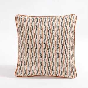 Zigzag Textured Orange Chenille Cushion