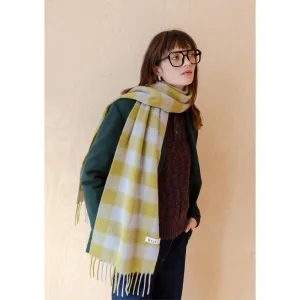 Lambswool Scarf In Avocado Gingham