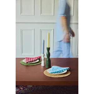 Block Stripes Napkins - Cyan/russet