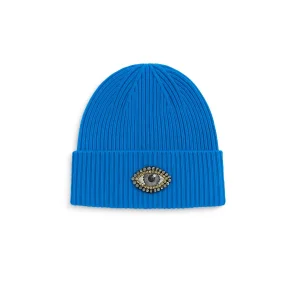 Navy Blue Woollü Beanie Crystal Bead Eye Detailed Hat Holiday/christmas Gift - 2