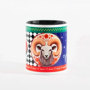 Astroloji Serisi - Siyah Kulplu Mug Bardak - Koç Burcu