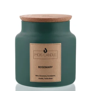 Rosemary Jar Candle - Rosemary Scented Matte Green Wooden Lid Candle - 700 G