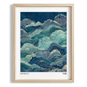 Japandi Mavi Viii - Denge Wood-framed Art Print