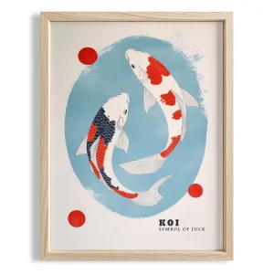Koi Balığı Ahşap Çerçeveli Tablo
