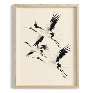 Minimalist Balıkçıl Birdsı Wood-framed Art Print
