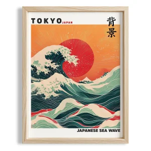 Tokyo Sea Of Japan Wave Wood-framed Art Print