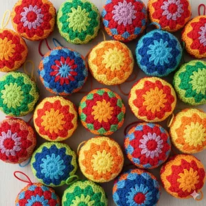 Handcrafted Colorful Motif Christmas Tree Ornaments - Set Of 6