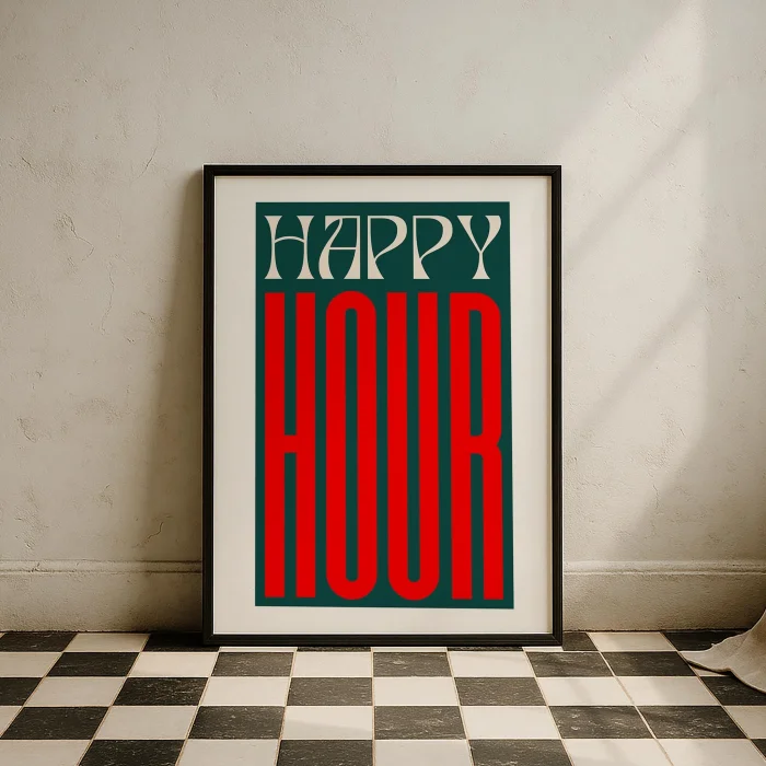 Happy Hour Typography Kitchen Wall Art image 2