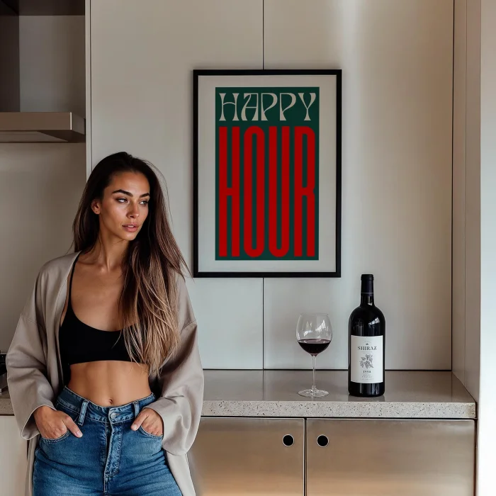 Happy Hour Typography Kitchen Wall Art image 3