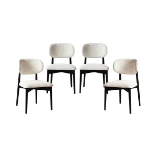 Felix Siyah Ahşap Döşemeli Sandalye 4 Adet - Kayın Ağacı Bohem İskandinav