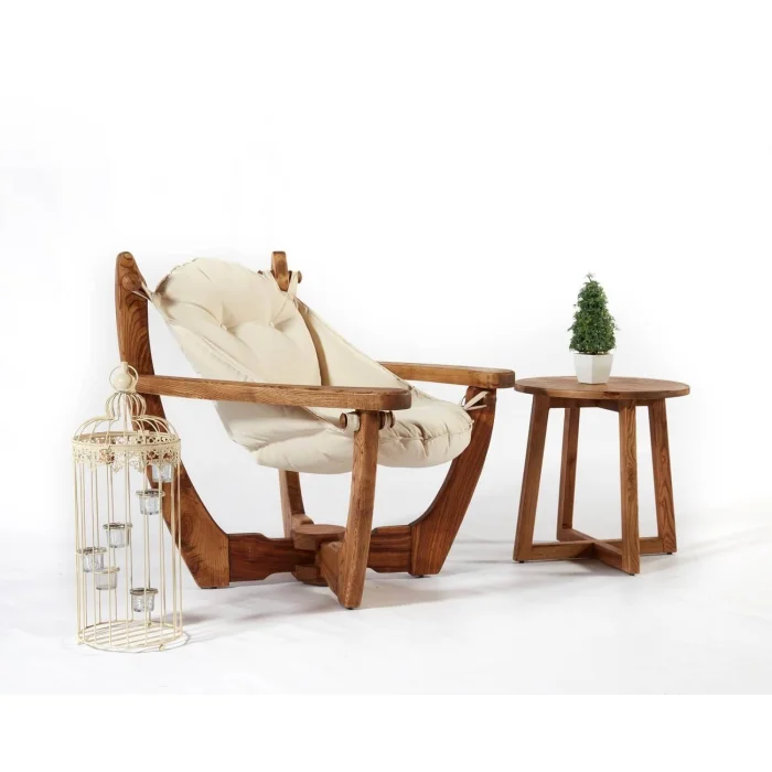 Relax Single Comfortable Wooden Garden Balcony Armchair And Coffee Table image 4