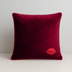 Kiss Embroidered Cushion Cover