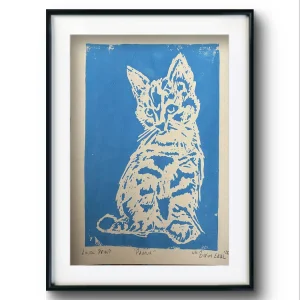 Mavi Pamuk - Linol Baskı Resim