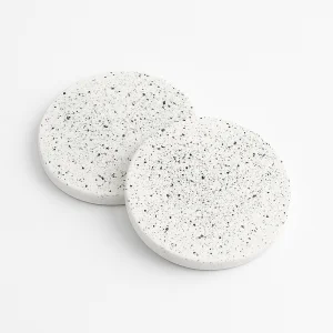 Gündüz Handmade Set Of 2 White Coasters