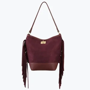 Suede Tassel Shoulder Bag Burgundy
