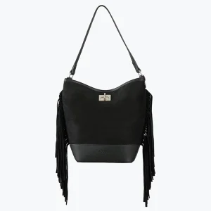 Suede Tassel Shoulder Bag Black