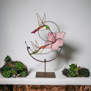 Sinek Kuşları Ayaklı Vitray Dekoratif Obje