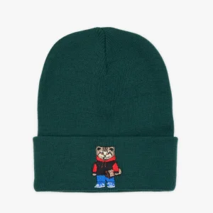 Cat Dark Green Beanie