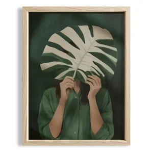 Monstera Leaves Ii - Emerald Wooden Framed Print