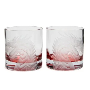 Dragon Flame Glass Set Of 2 Red