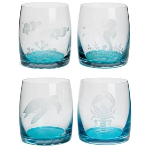 Nautilus Deniz Desenli 4'lü Cam Bardak Seti