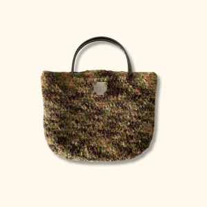 Moss - Glitter Velvet Yarn & Metal Handle Handbag
