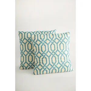 Lotus Light Blue Geometric Patterned 2-piece Decorative Pillowcase - 2