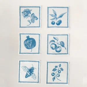 Azure Garden Linen 6-piece Cocktail Napkin Set