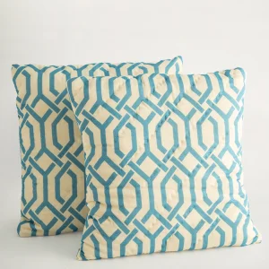 Lotus Light Blue Geometric Patterned 2-piece Decorative Pillowcase
