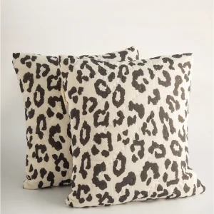 Wild Leopar Desenli El Yapımı Dekoratif 2'li Yastık Kılıfı