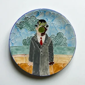 Embossed Ceramic Wall Plate Inspired By The Son Of Man - 24 Cm